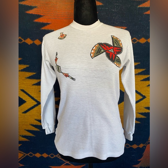 Vintage 80’s Handmade Southwestern Aztec Native Thermal top. - Picture 5 of 14